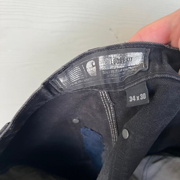 Vintage Y2K Carhartt faded black double knee work wear carpenter pants - Picture 4 of 10